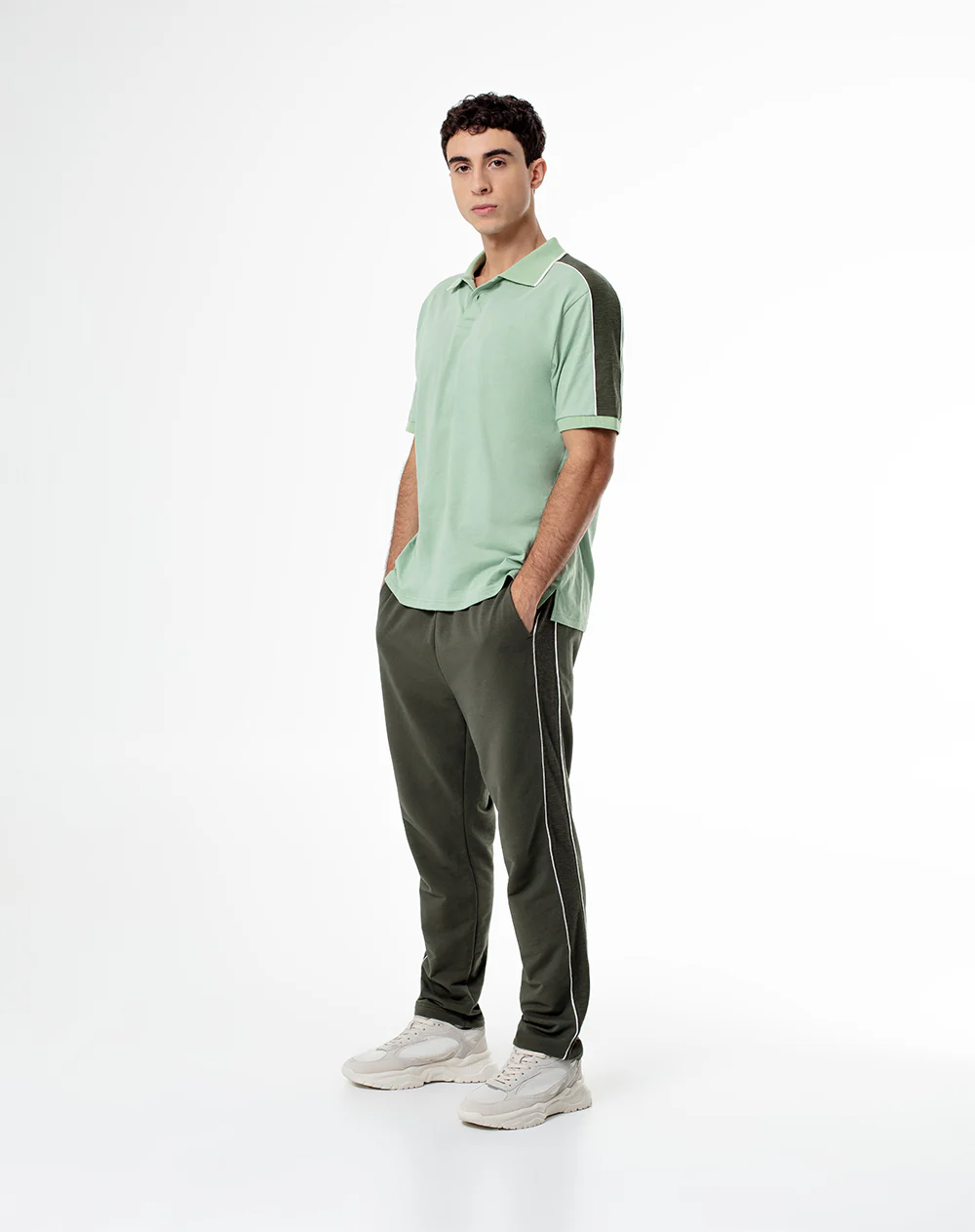 Pantalón relax algodón verde hombre