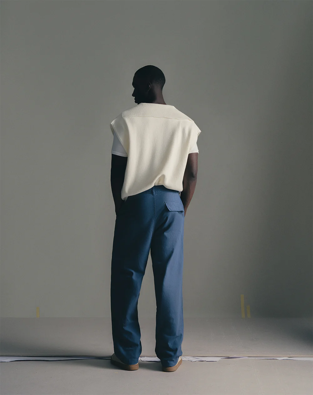 Pantalón chino drill algodón azul hombre - Image 3