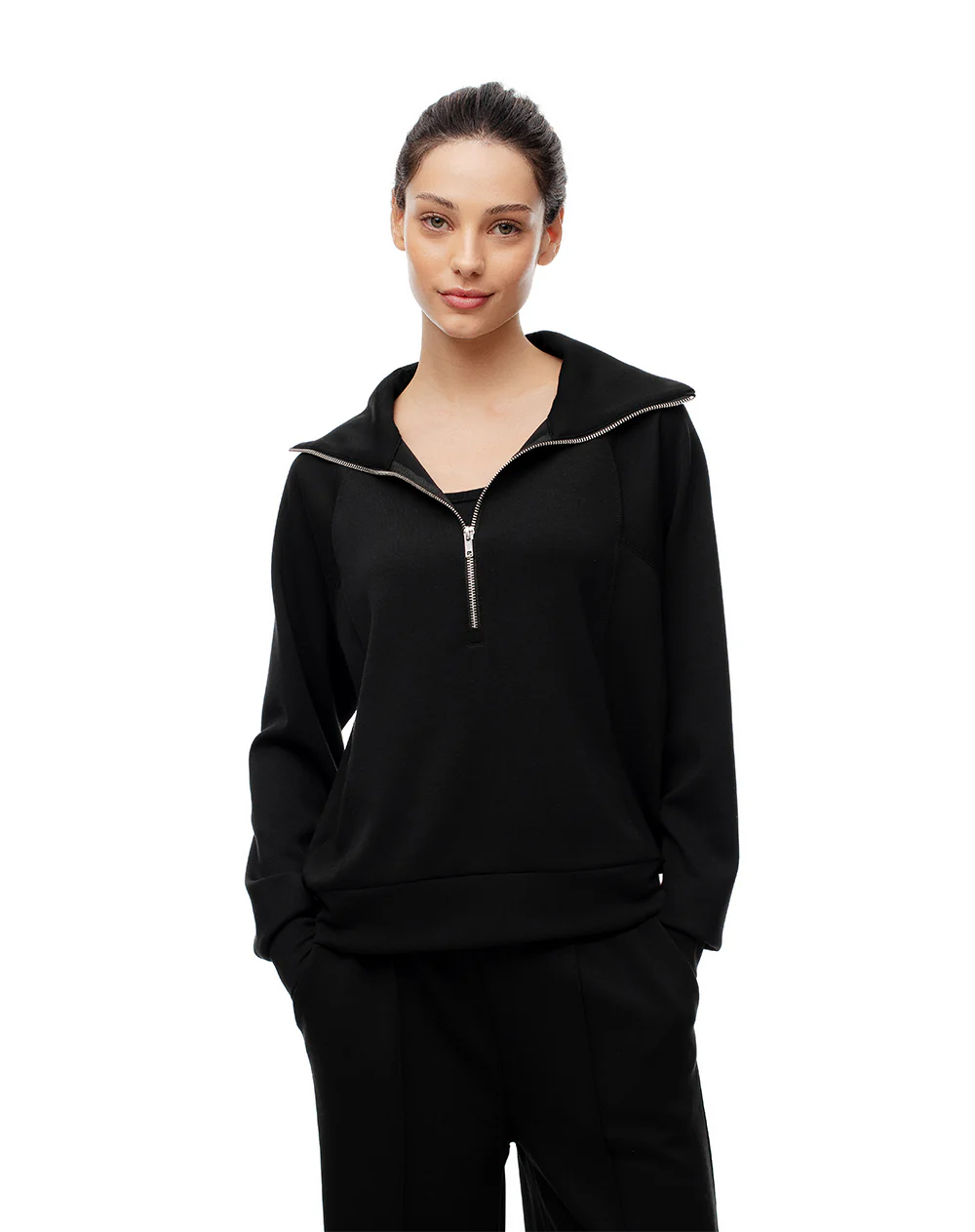 Buzo relax tacto suave negro mujer