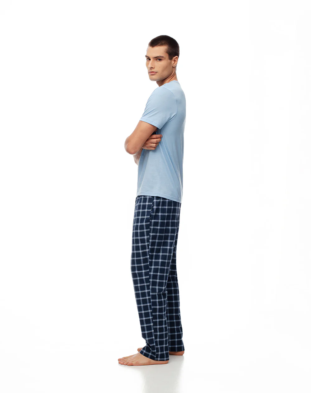 Camiseta + pantalón de pijama algodón azul hombre - Image 5