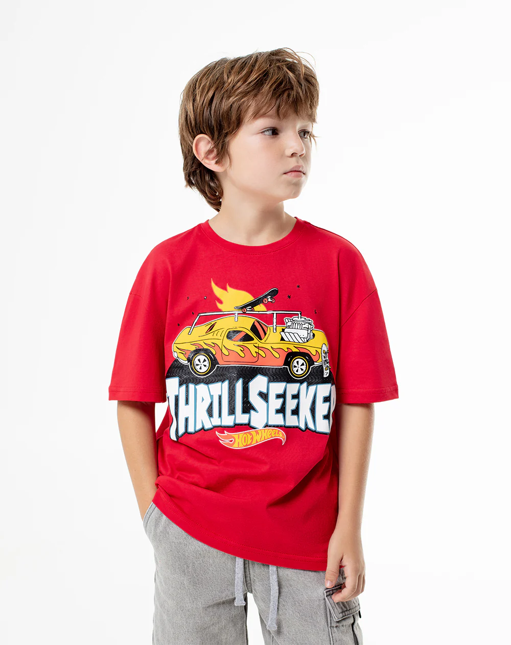 Camiseta regular Hot wheels roja niño - Image 2