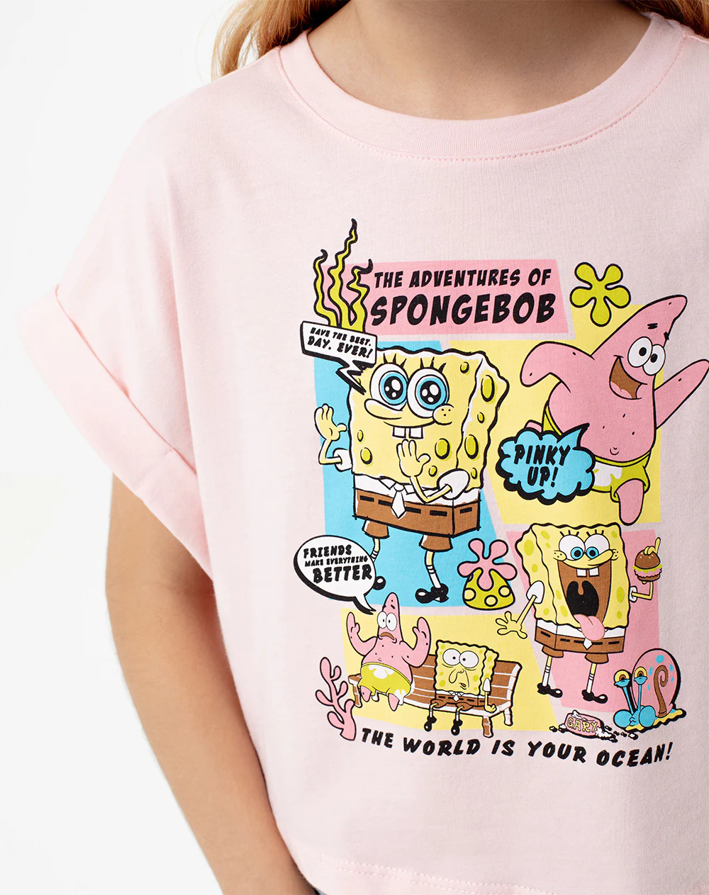 Camiseta regular Bob Esponja rosa niña - Image 4