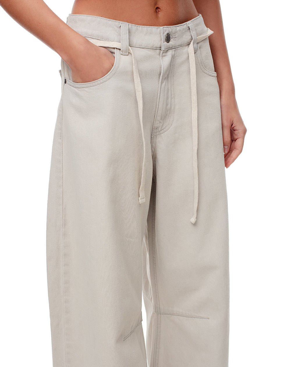 Jean wide leg tiro medio gris claro mujer - Image 4