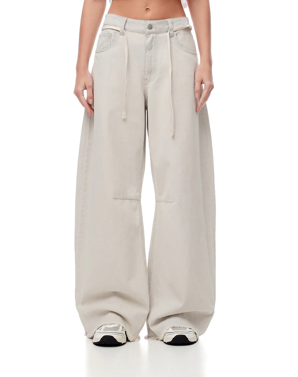 Jean wide leg tiro medio gris claro mujer - Image 6