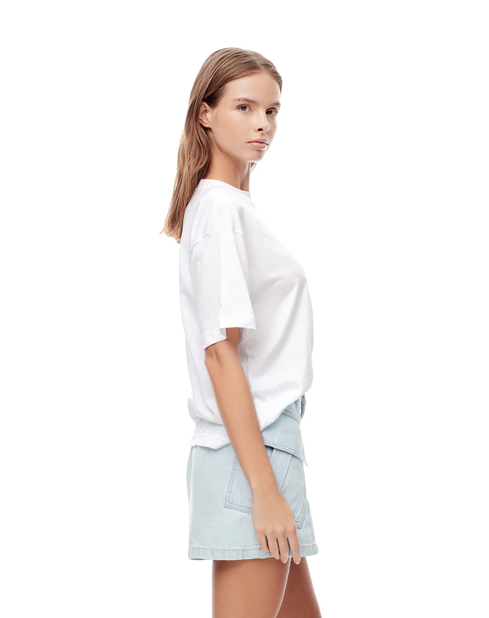Falda short tiro medio denim índigo claro mujer - Image 5
