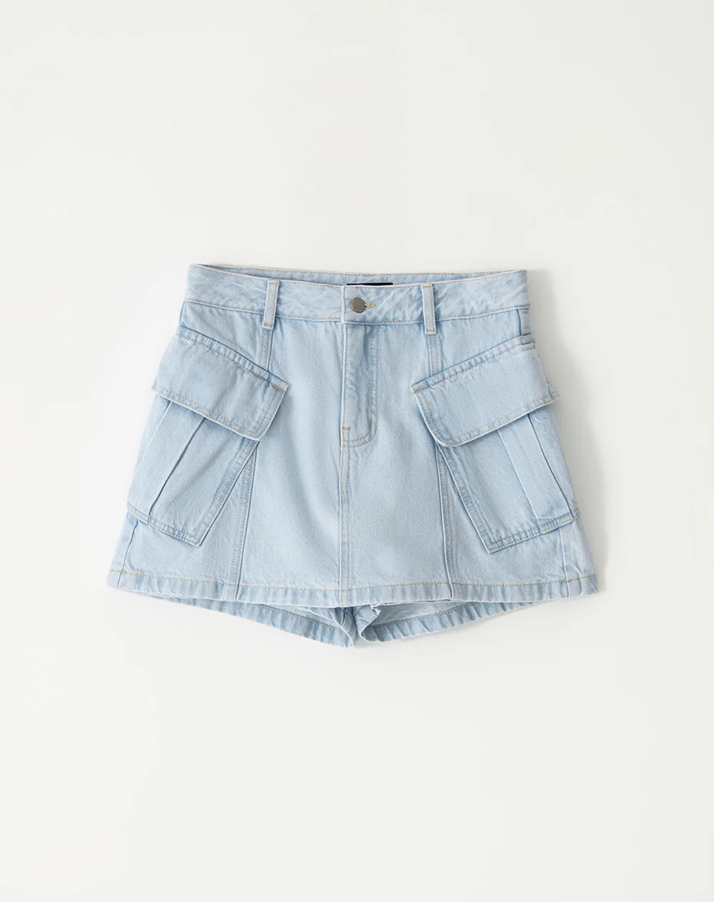 Falda short tiro medio denim índigo claro mujer - Image 6