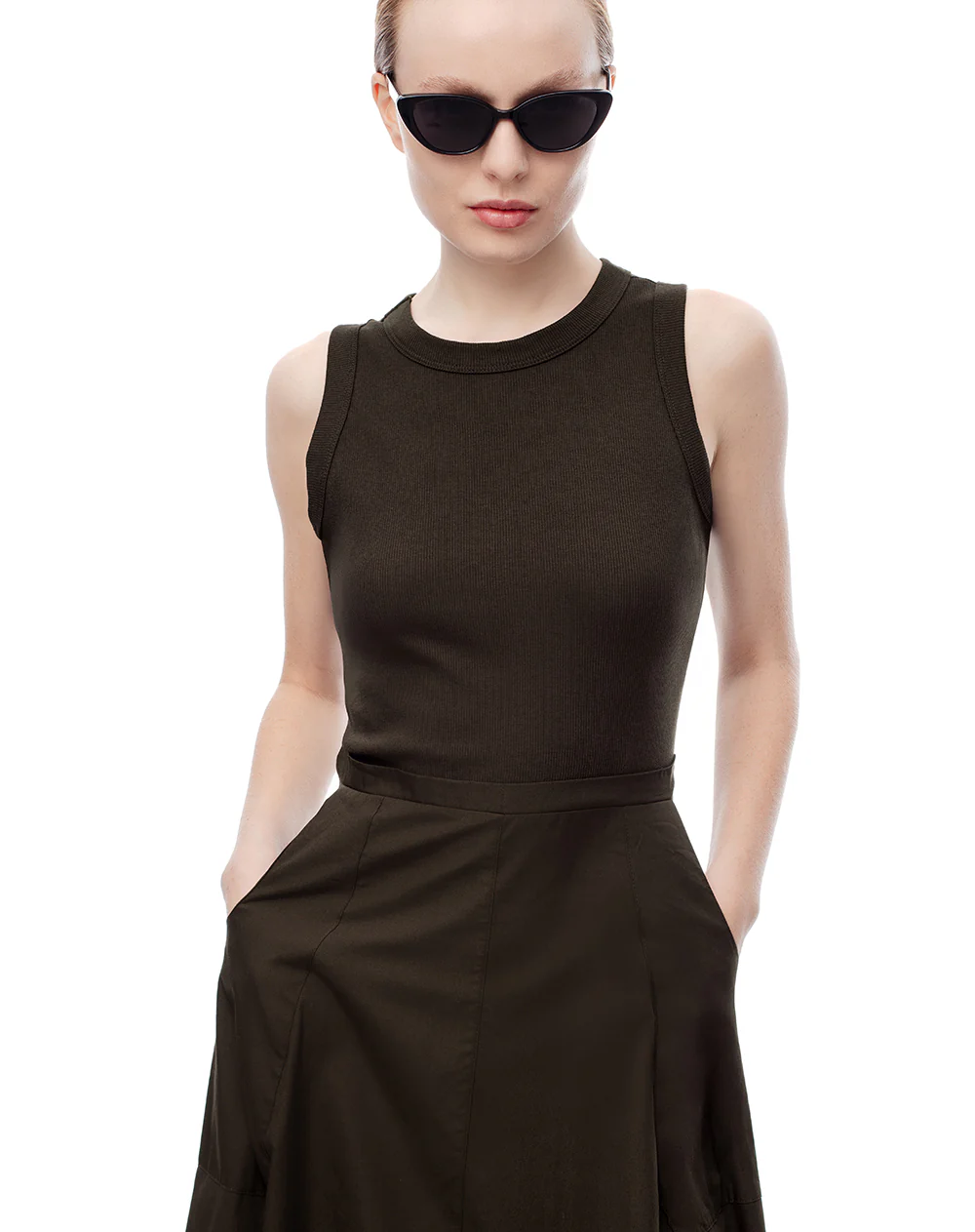 Vestido midi falda en A chocolate mujer - Image 3