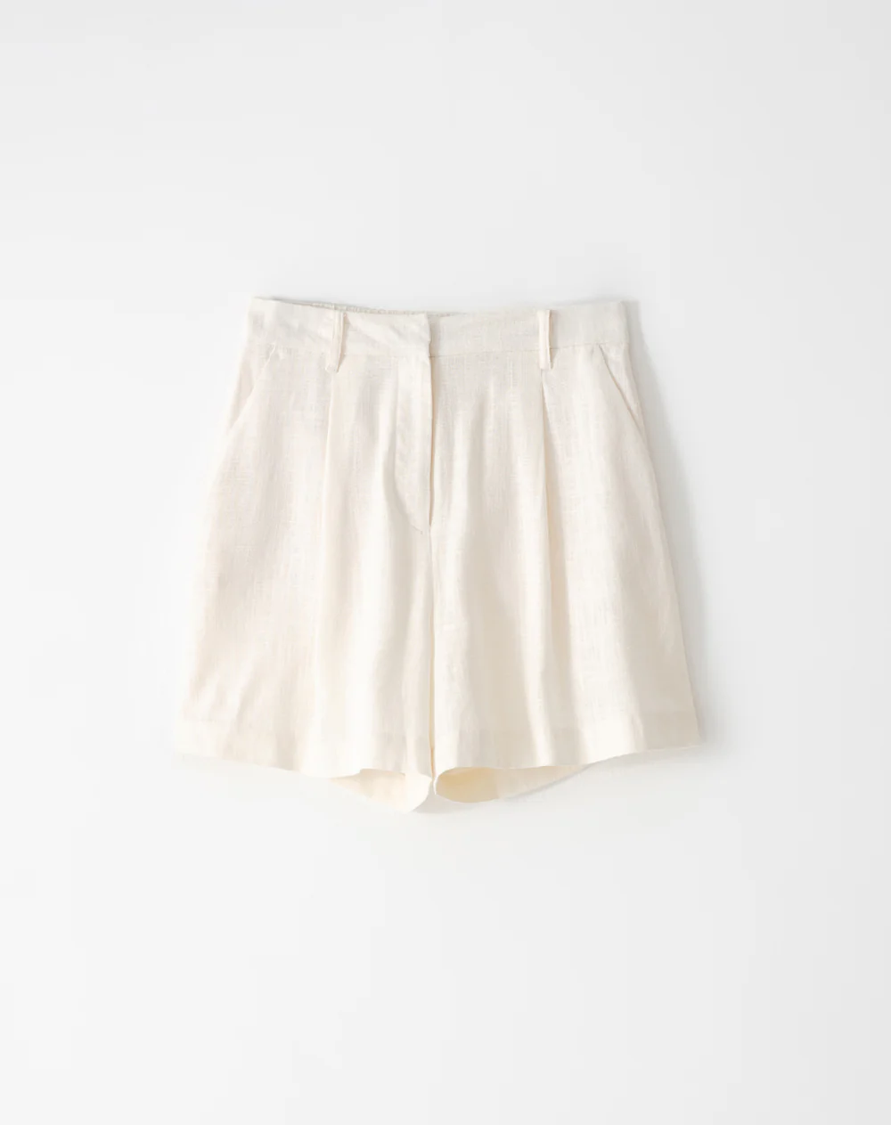 Short tiro alto regular lino vainilla mujer - Image 8