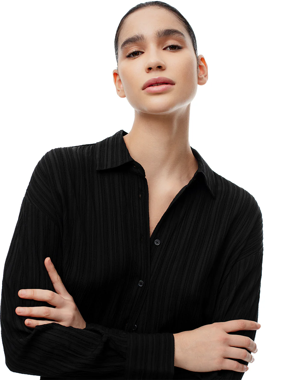 Camisa manga larga oversize negra mujer - Image 5
