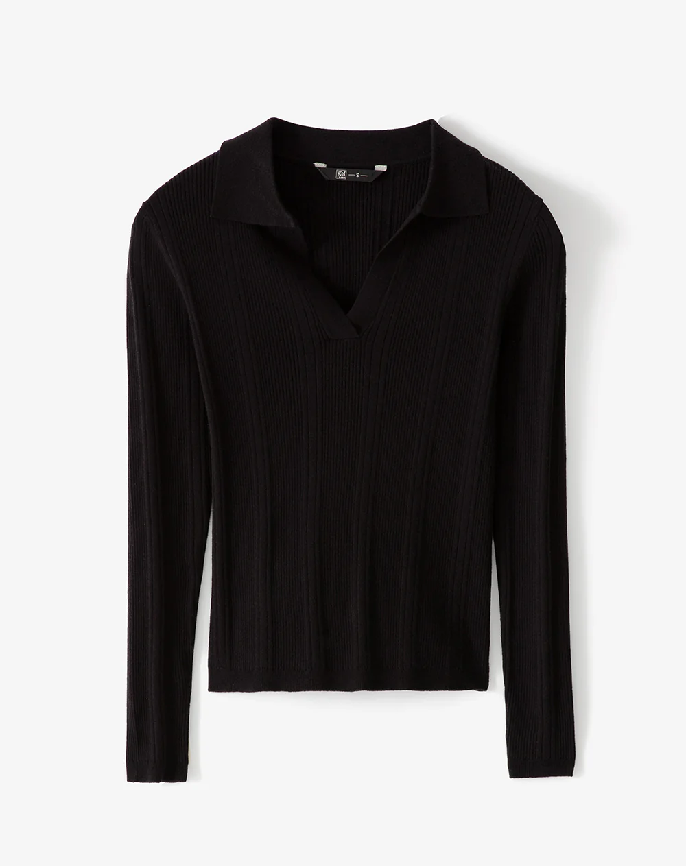 Camibuzo tipo polo slim tejido de punto negro mujer - Image 5