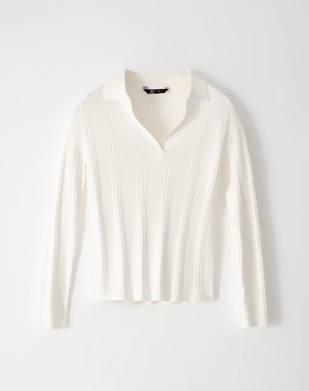 Camibuzo tipo polo slim tejido de punto blanco mujer - Image 5