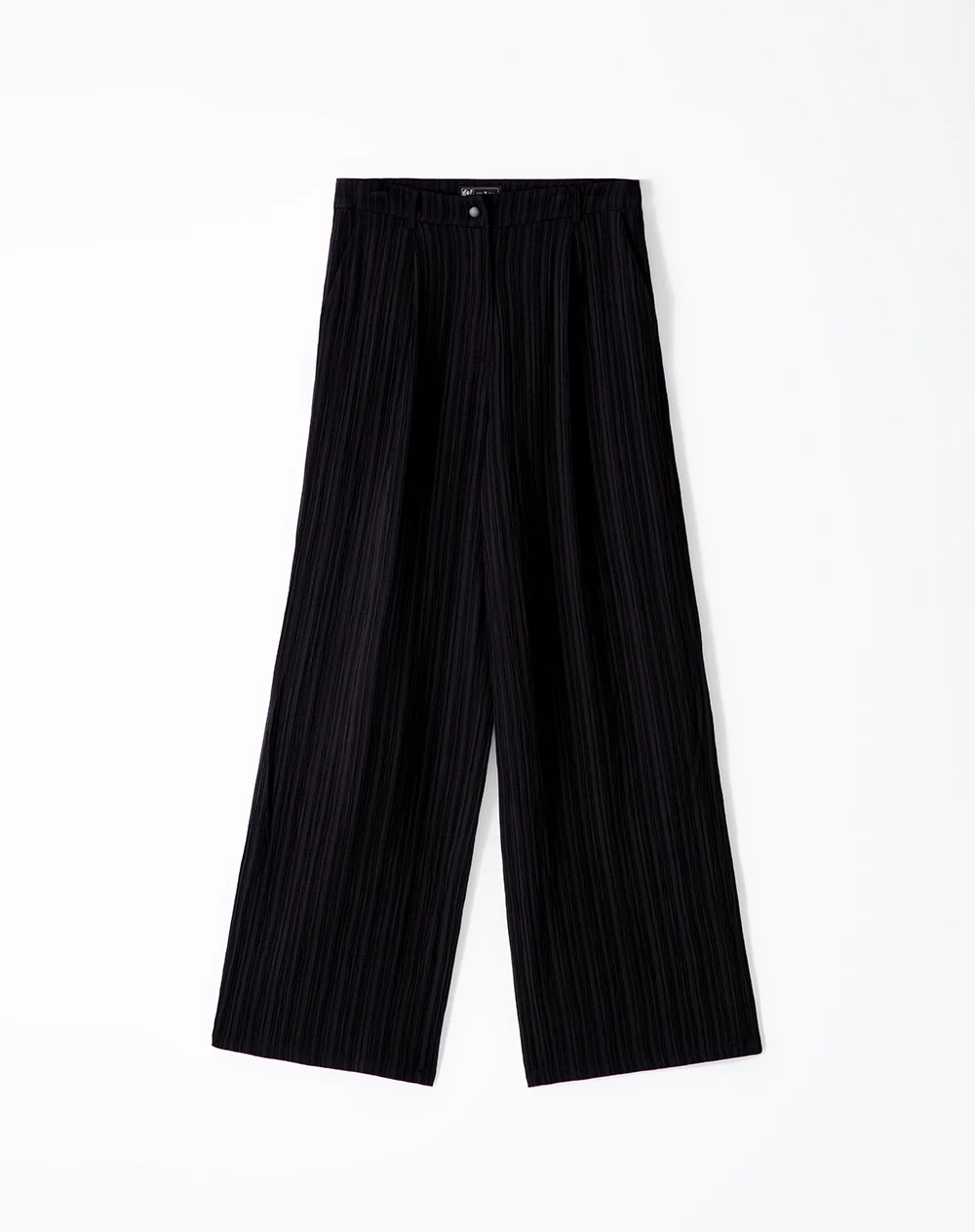 Pantalón wide leg tiro medio negro mujer - Image 2