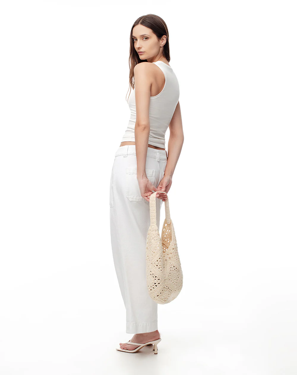 Bolso hobo tejido tipo crochet crudo - Image 4