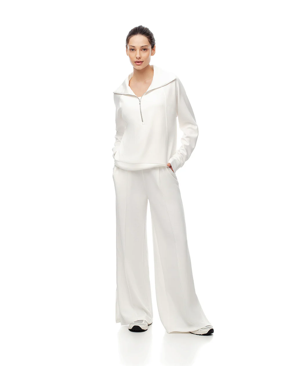 Pantalón tiro alto vainilla mujer