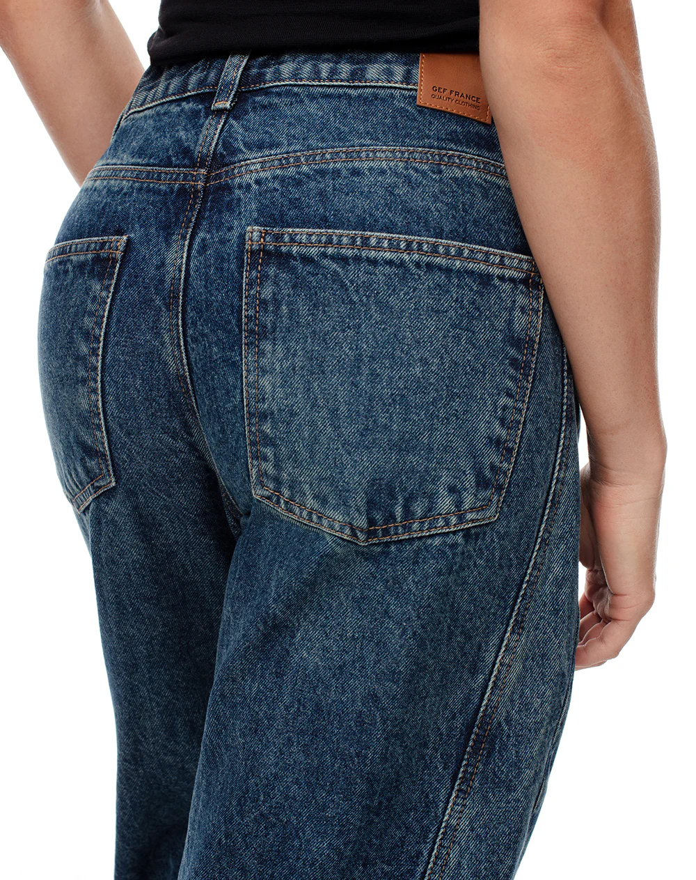 Jean wide leg tiro alto dobladillo índigo oscuro mujer - Image 5