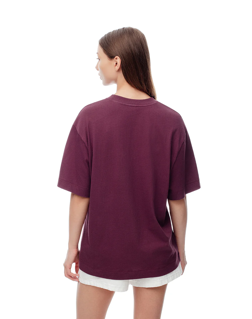 Camiseta oversize algodón vino tinto mujer - Image 2