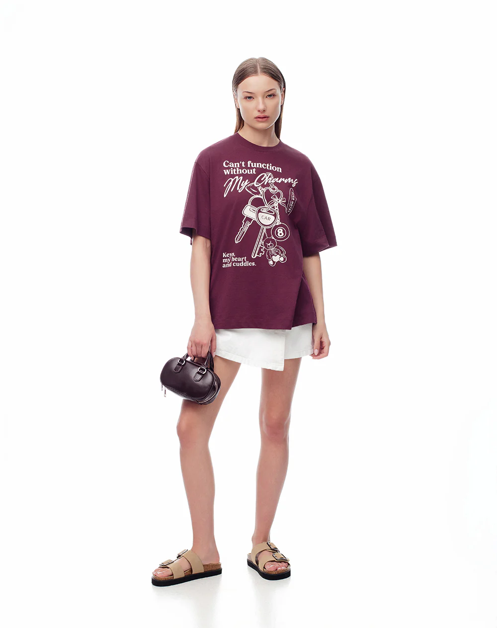 Camiseta oversize algodón vino tinto mujer - Image 4