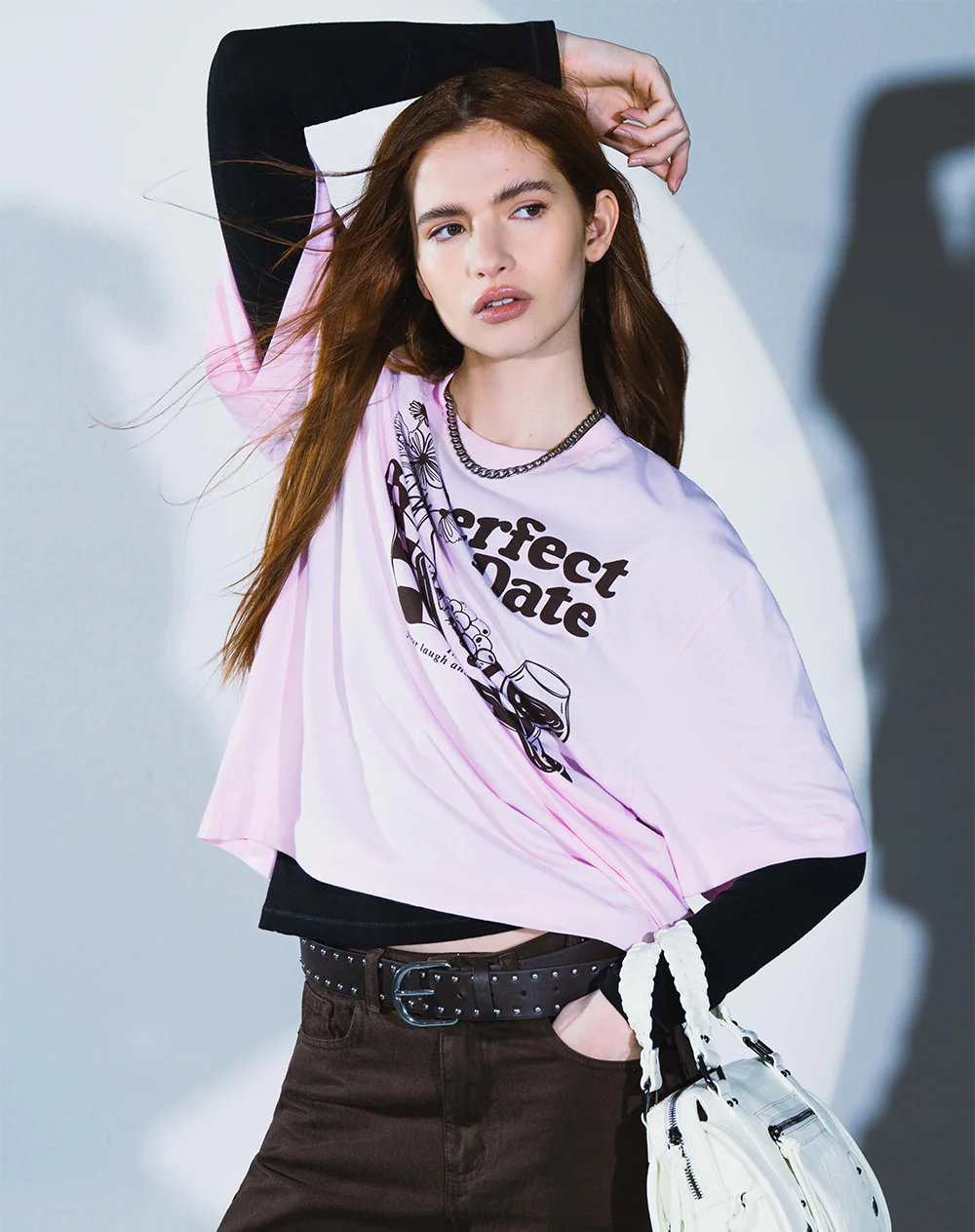 Camiseta oversize algodón rosa estampada mujer - Image 5