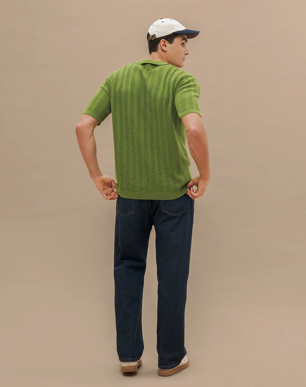 Polo regular tejido de punto algodón verde hombre - Image 3