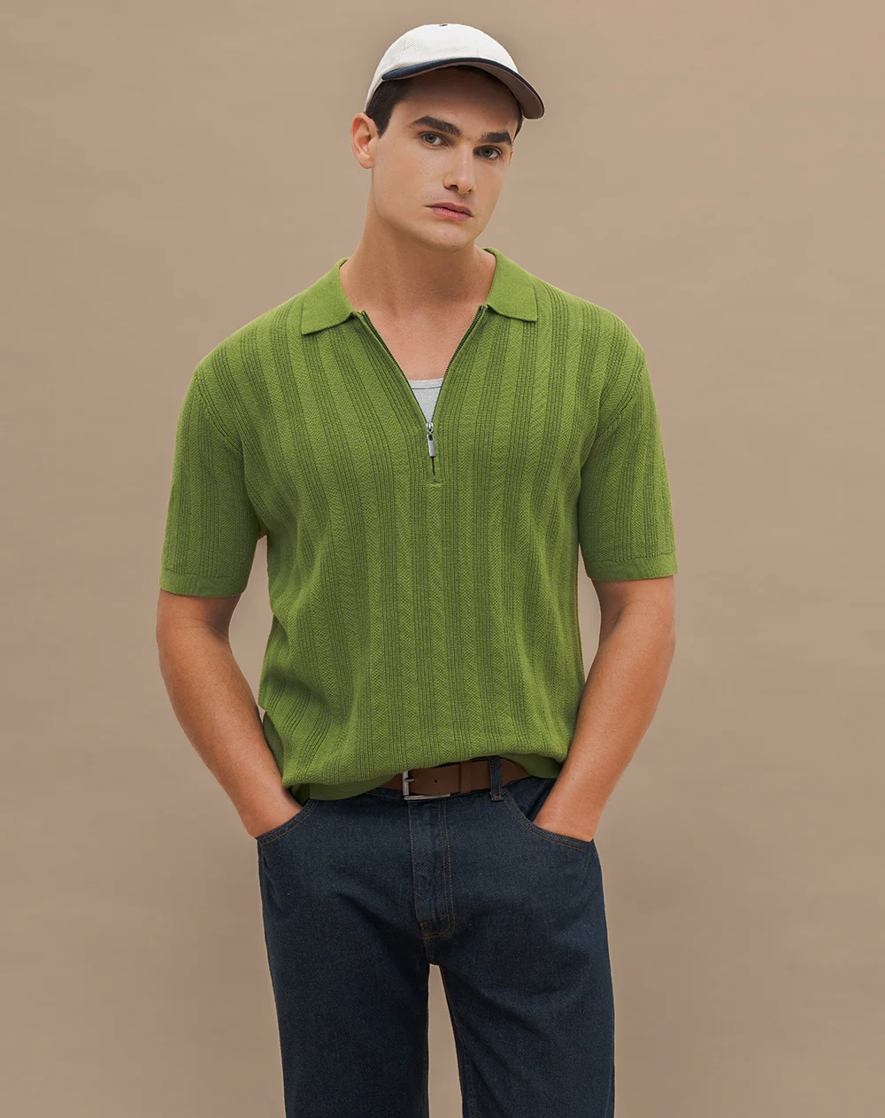 Polo regular tejido de punto algodón verde hombre - Image 5