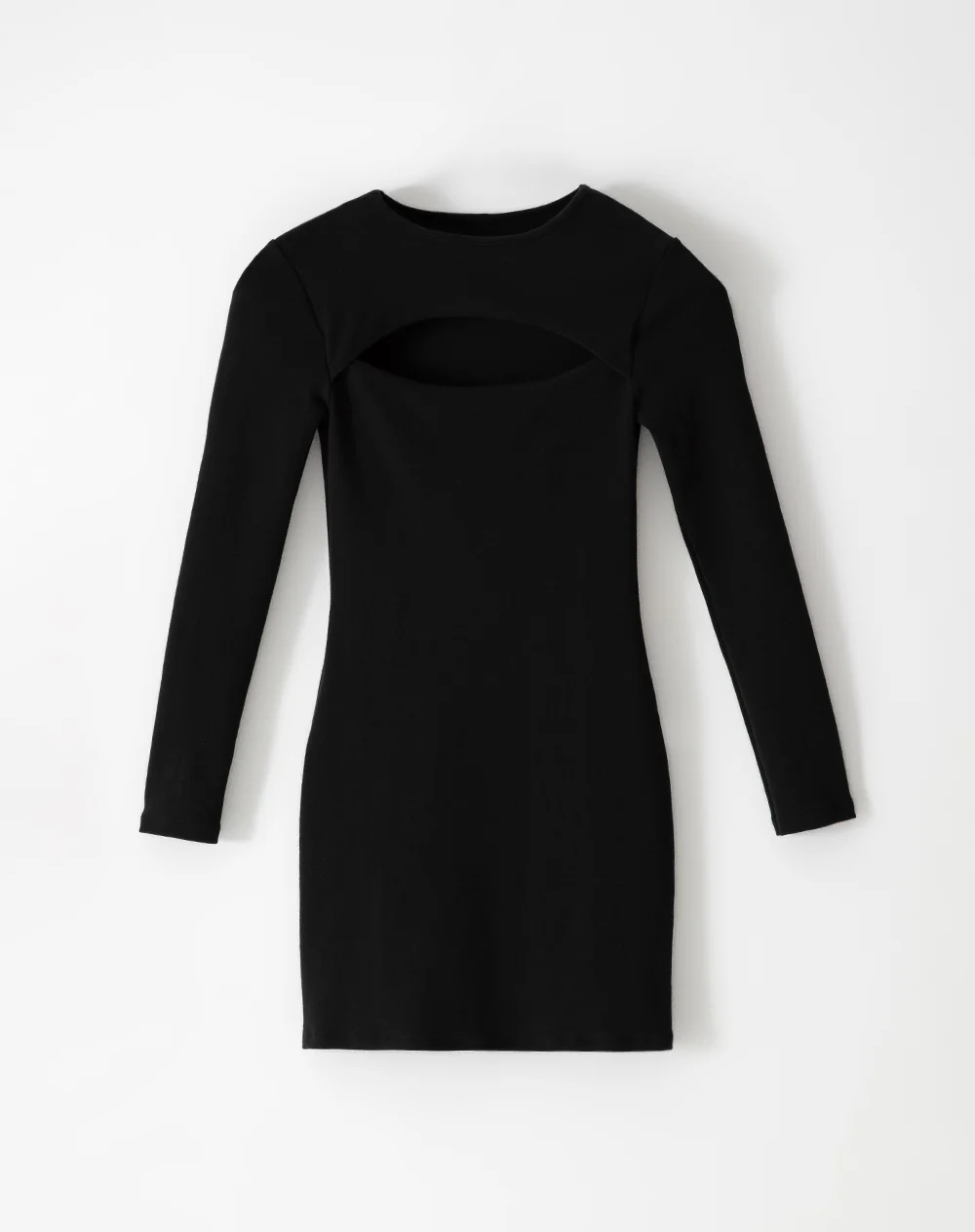 Vestido corto slim rib algodón negro mujer - Image 5