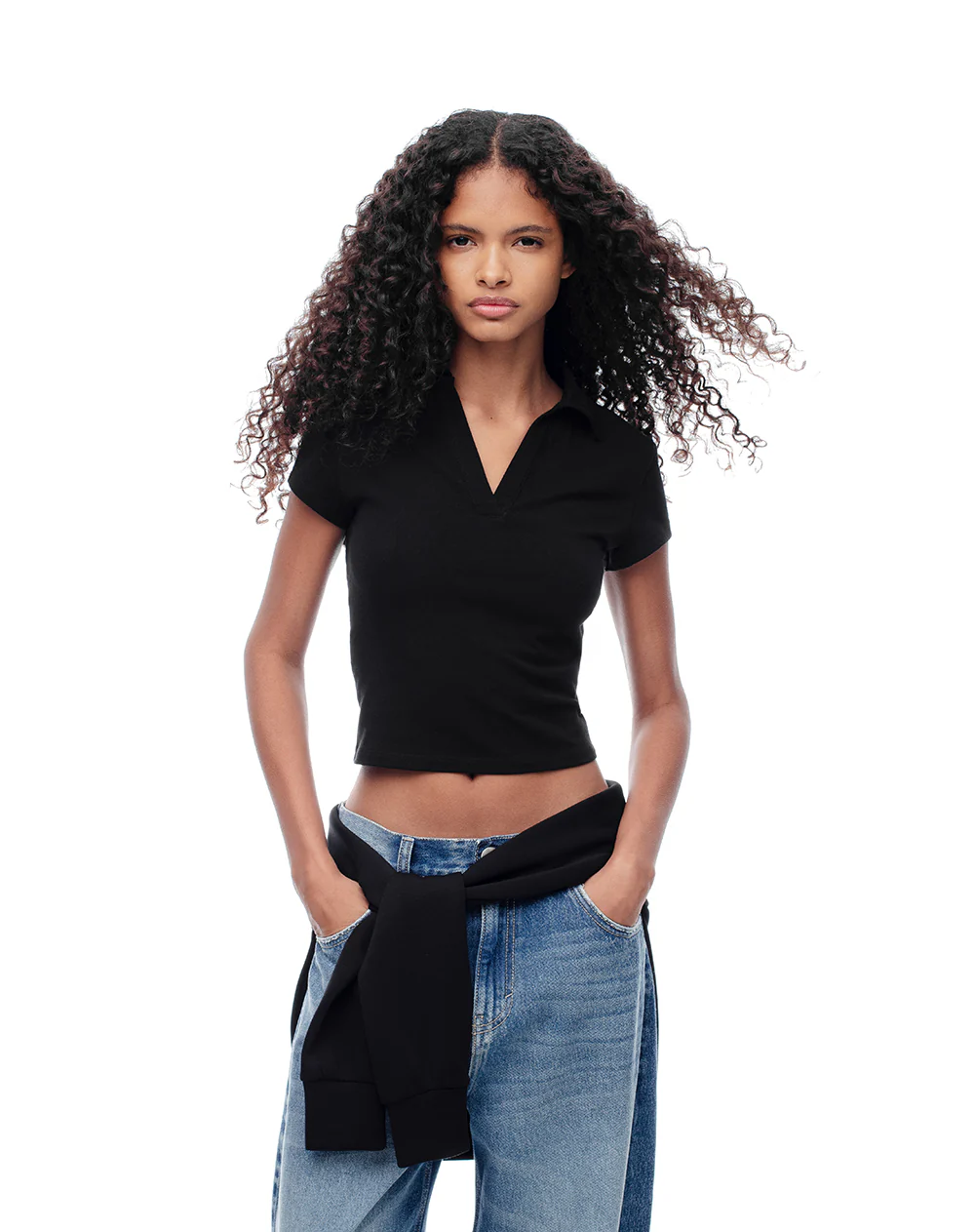 Polo slim algodón negra mujer - Image 3
