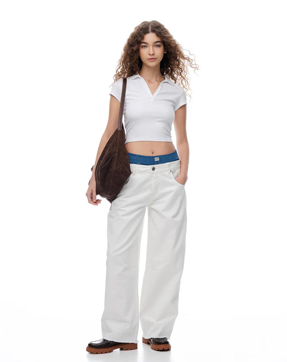 Polo slim algodón blanca mujer