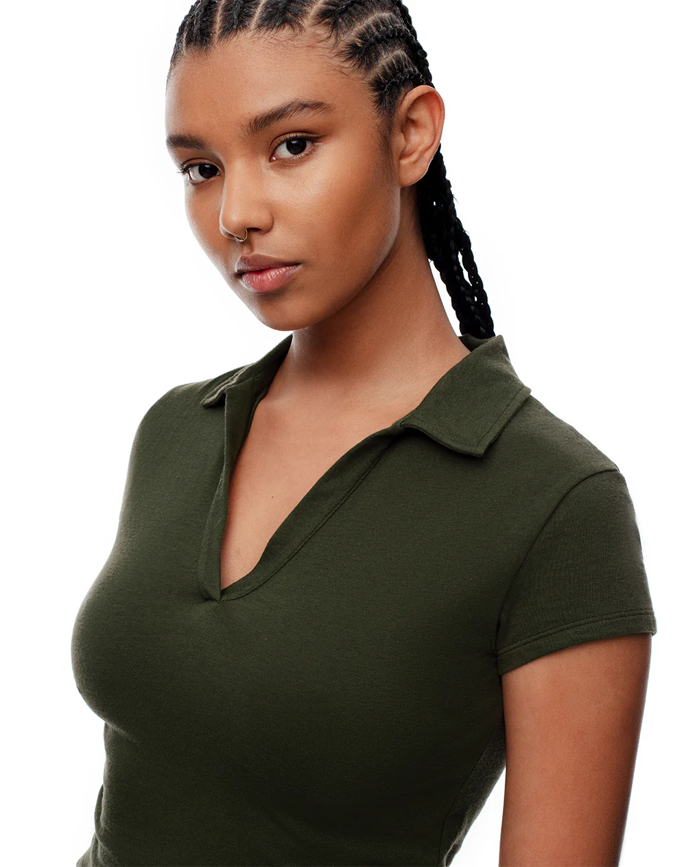 Polo slim algodón verde mujer - Image 3