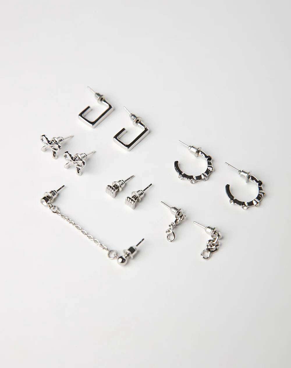 Aretes pack x6 plateados