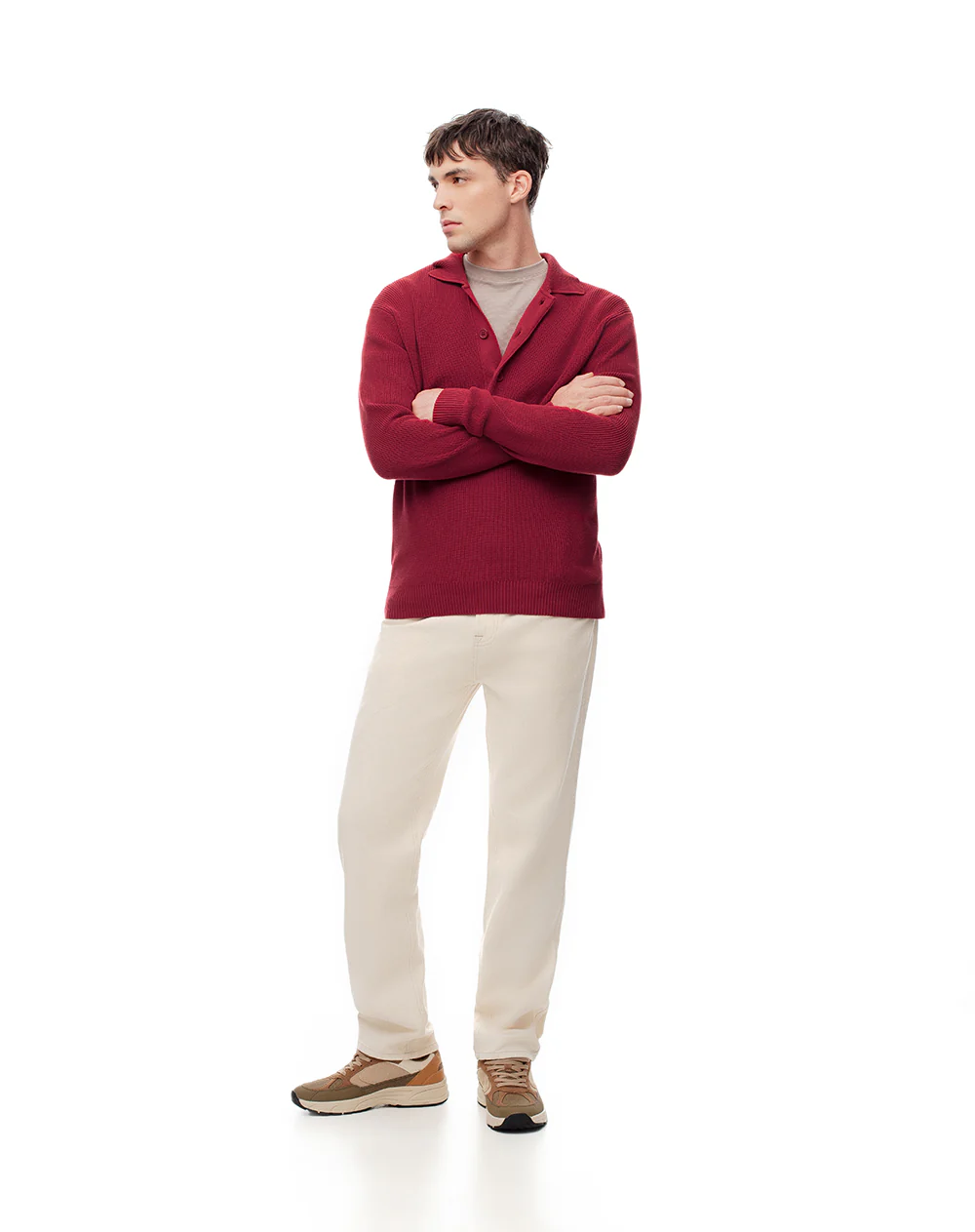 Buzo regular tejido de punto algodón rojo hombre - Image 3