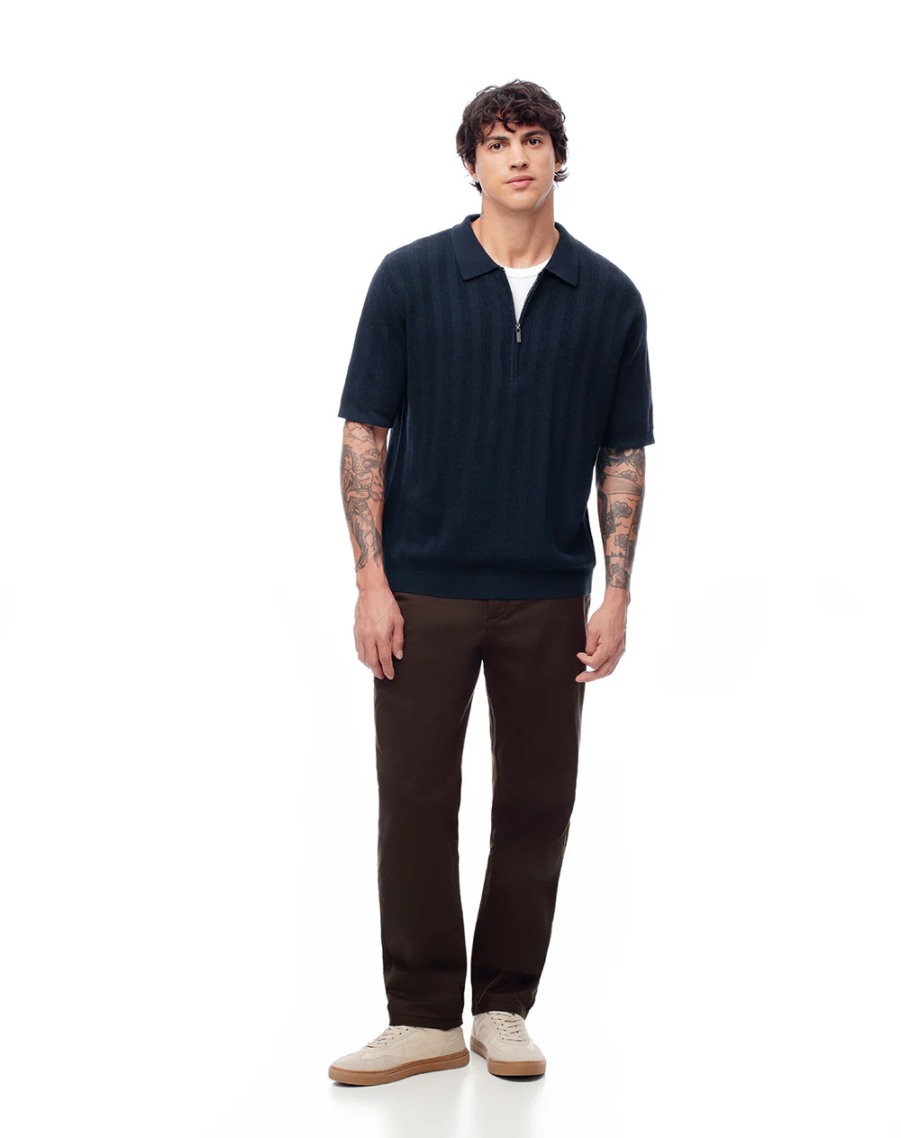 Polo regular tejido de punto algodón azul hombre - Image 4