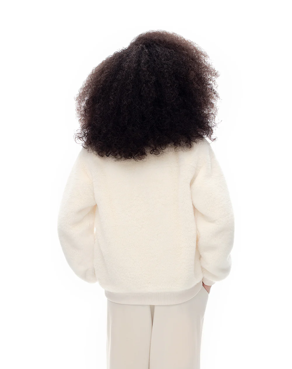 Chaqueta bomber efecto peluche crema niña - Image 2
