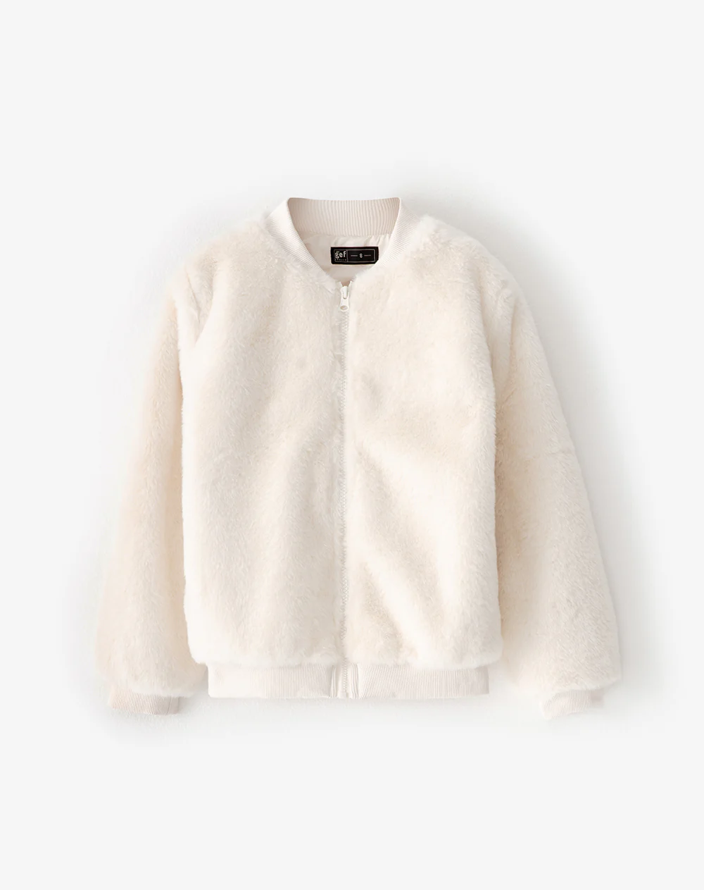 Chaqueta bomber efecto peluche crema niña - Image 5