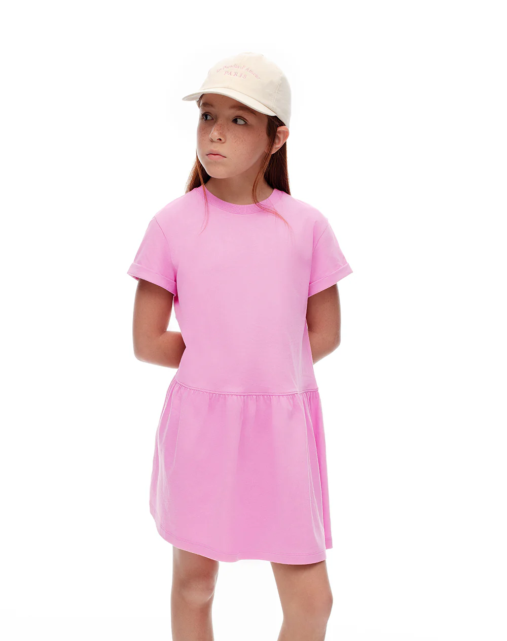 Vestido corto algodón rosa niña - Image 4