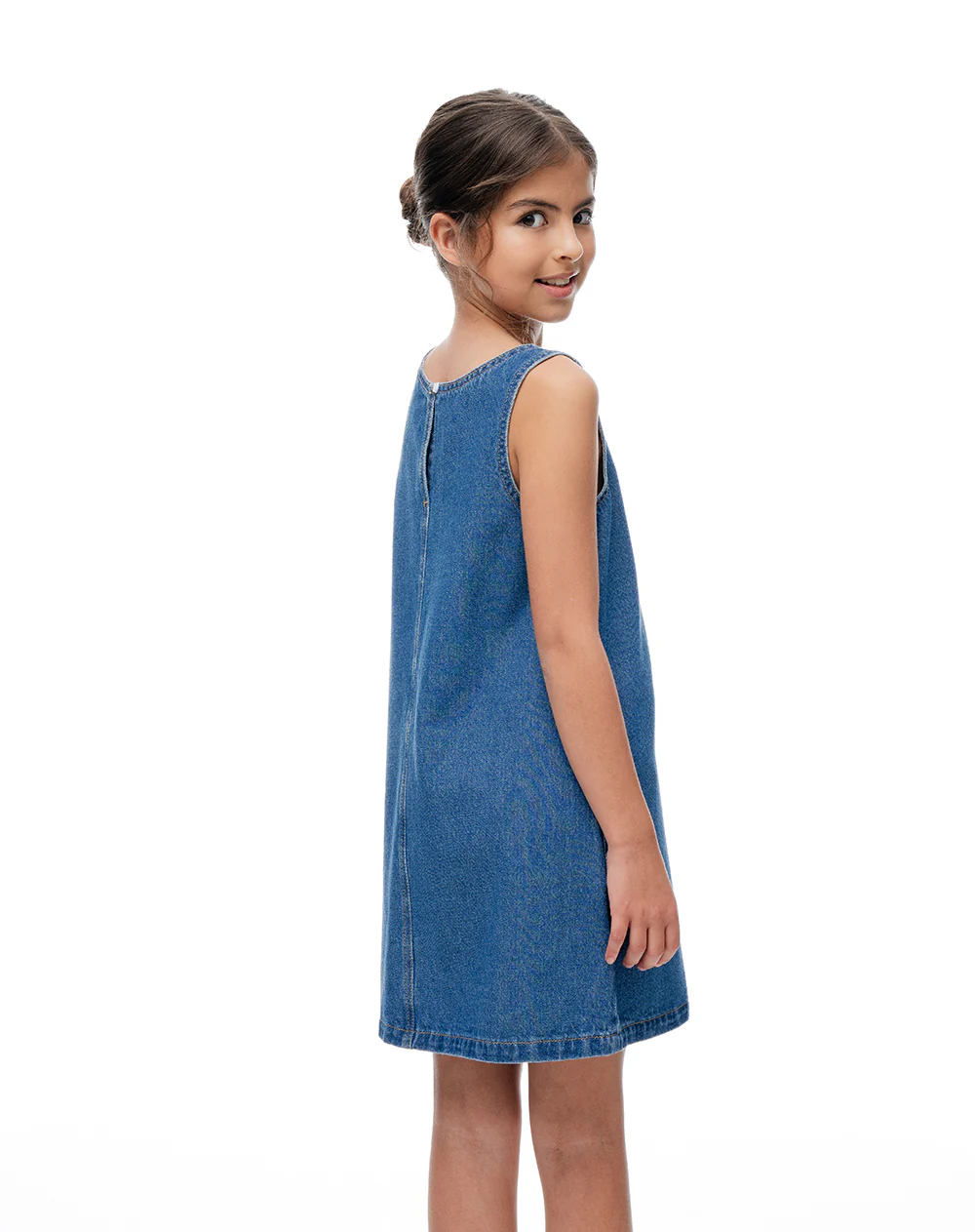 Vestido recto corto índigo medio niña - Image 7