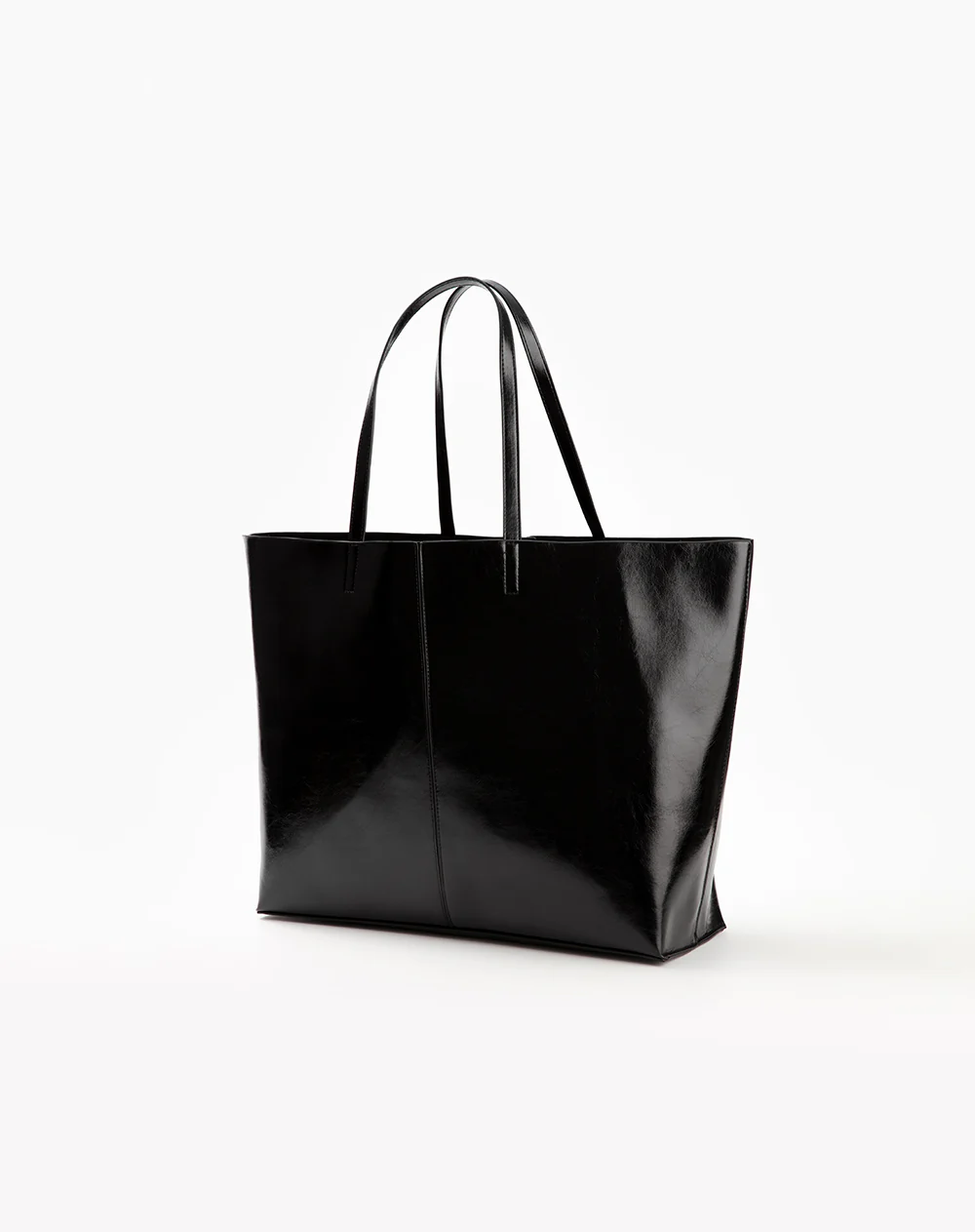 Maxi bolso shopper efecto charol negro mujer - Image 3