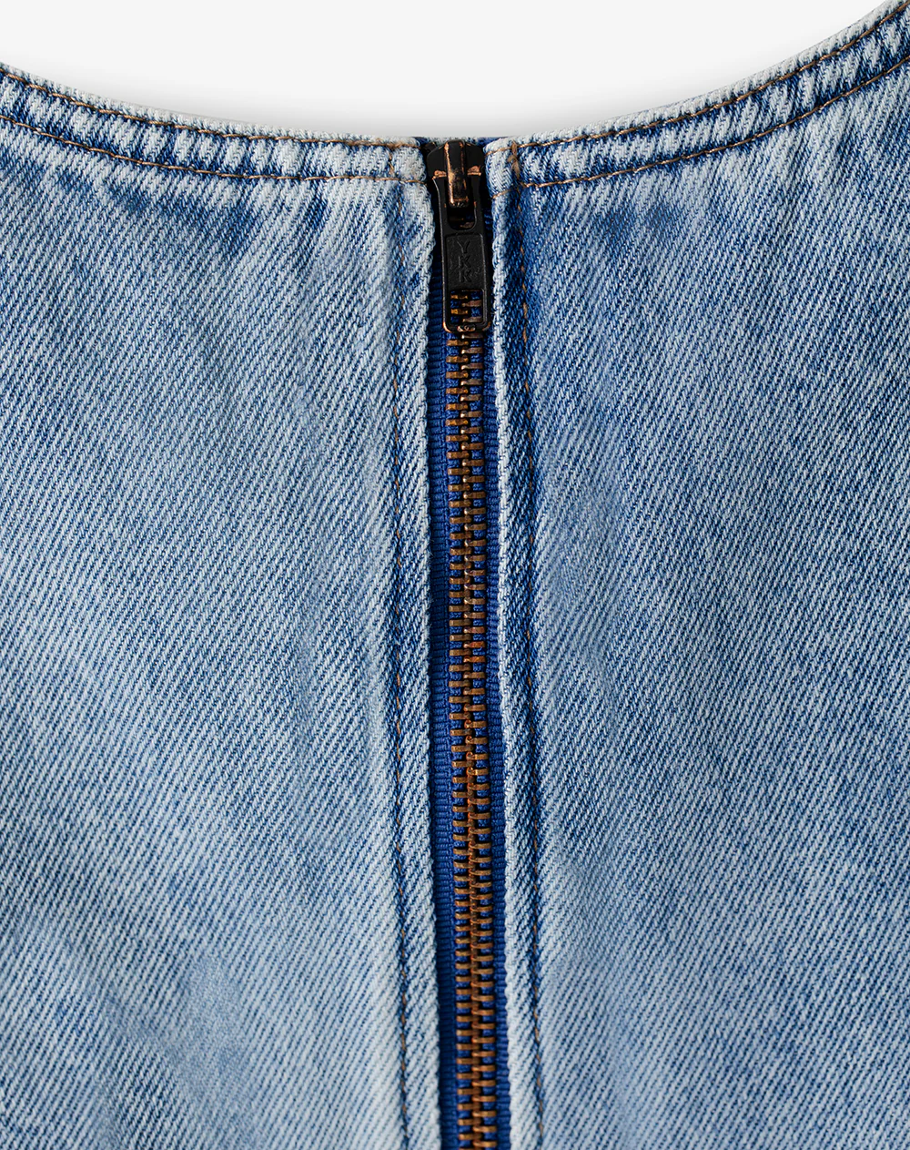 Blusa denim regular índigo medio niña - Image 8