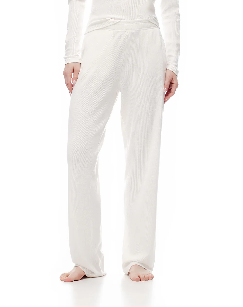 Pantalón relax tiro medio blanco mujer - Image 3