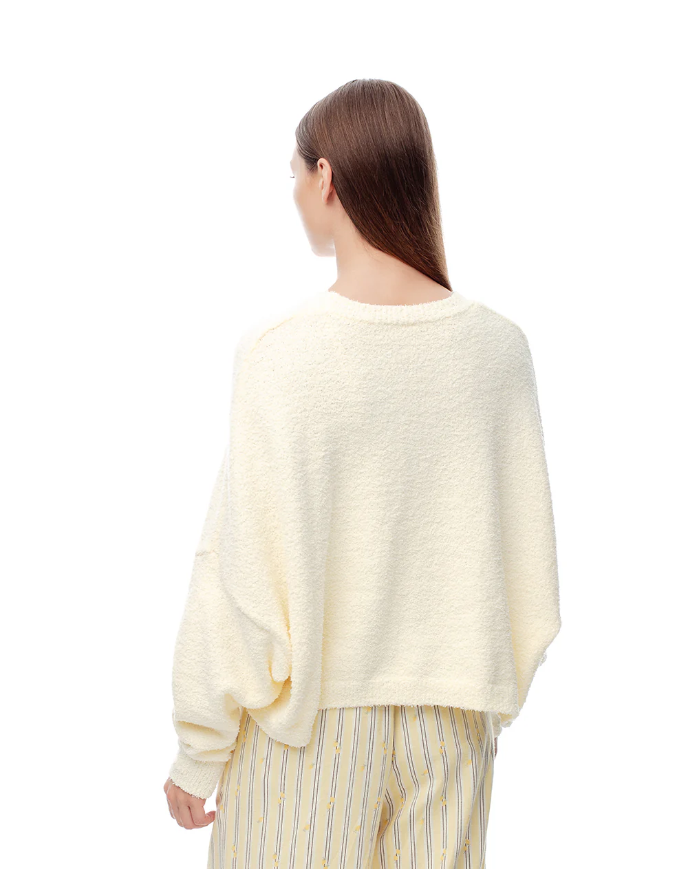 Suéter relax textura bouclé amarillo mujer - Image 2
