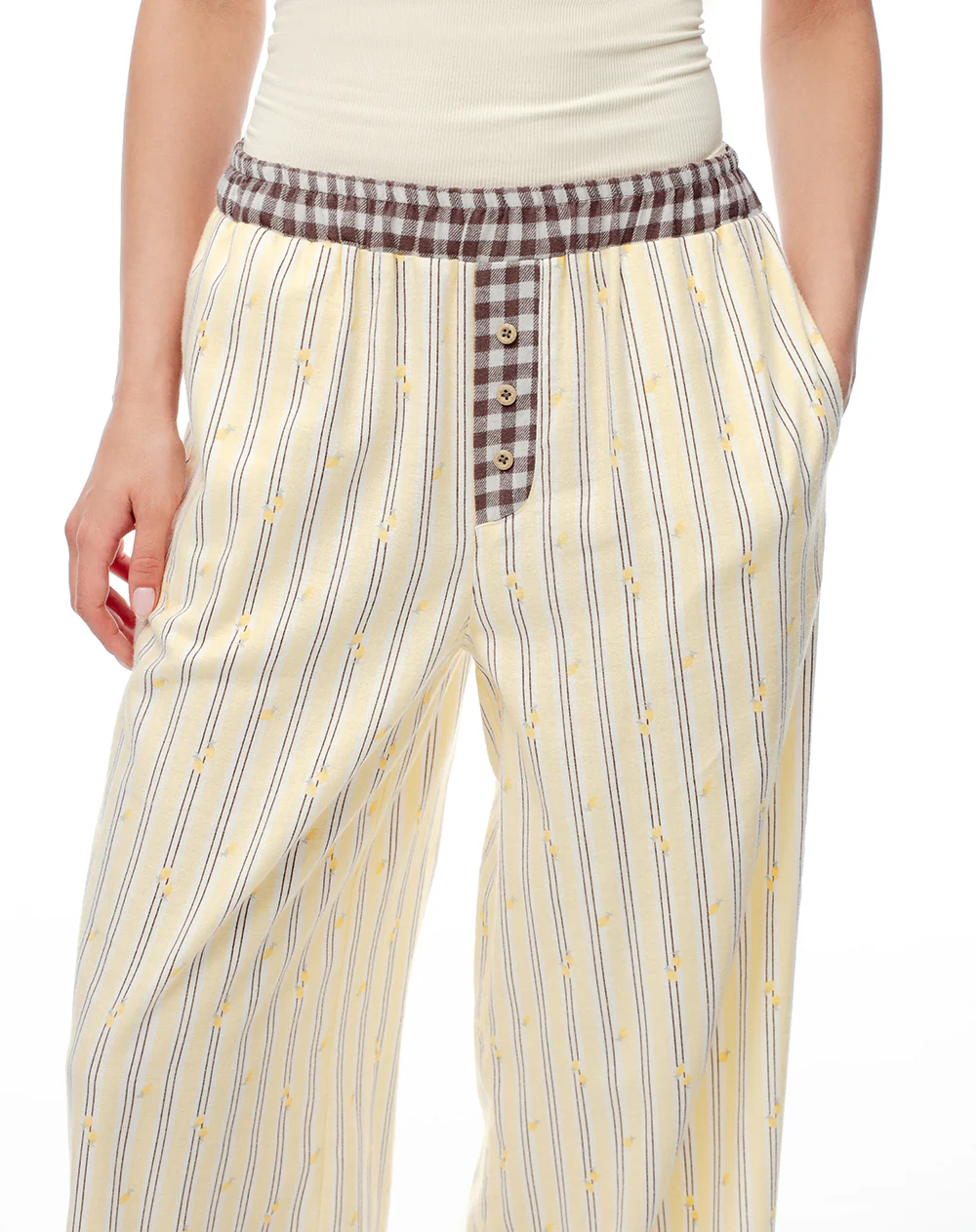 Pantalón relax tiro medio algodón rayas mujer - Image 6