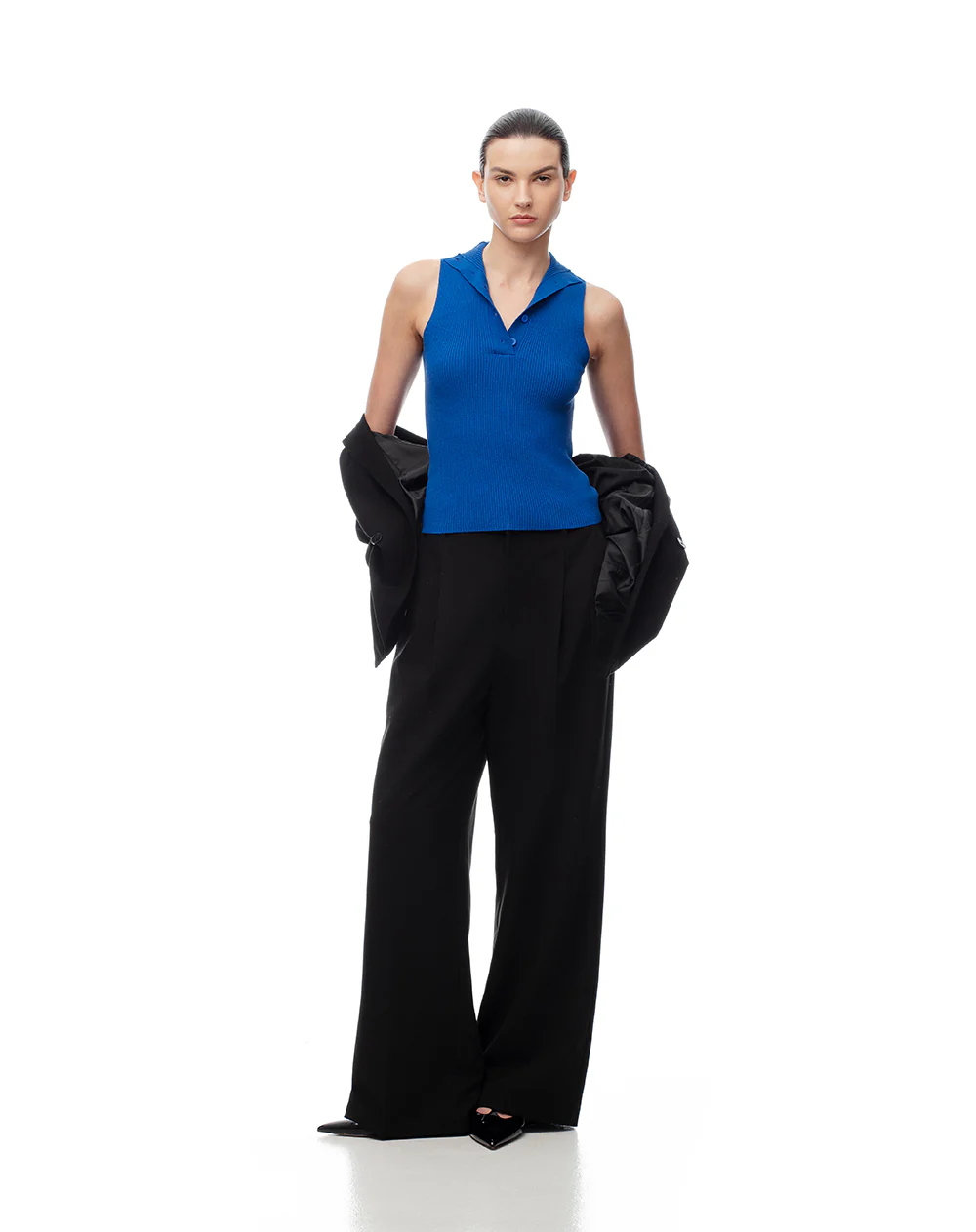 Camiseta esqueleto slim tejido de punto azul mujer - Image 5