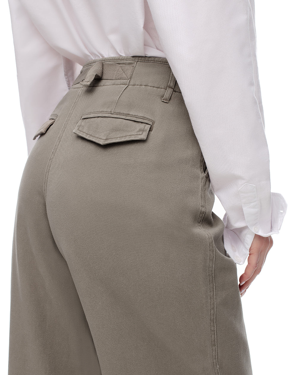 Pantalón wide leg tiro alto denim verde mujer - Image 3