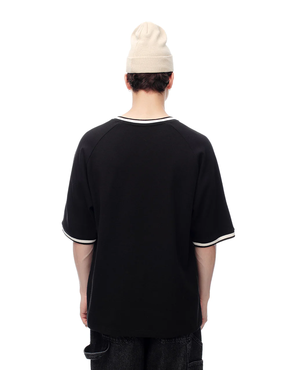 Camiseta regular algodón negra bordada hombre - Image 2