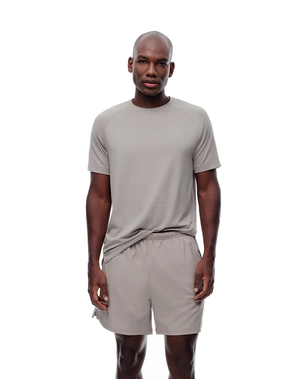 Pantaloneta deportiva malla interna taupe hombre