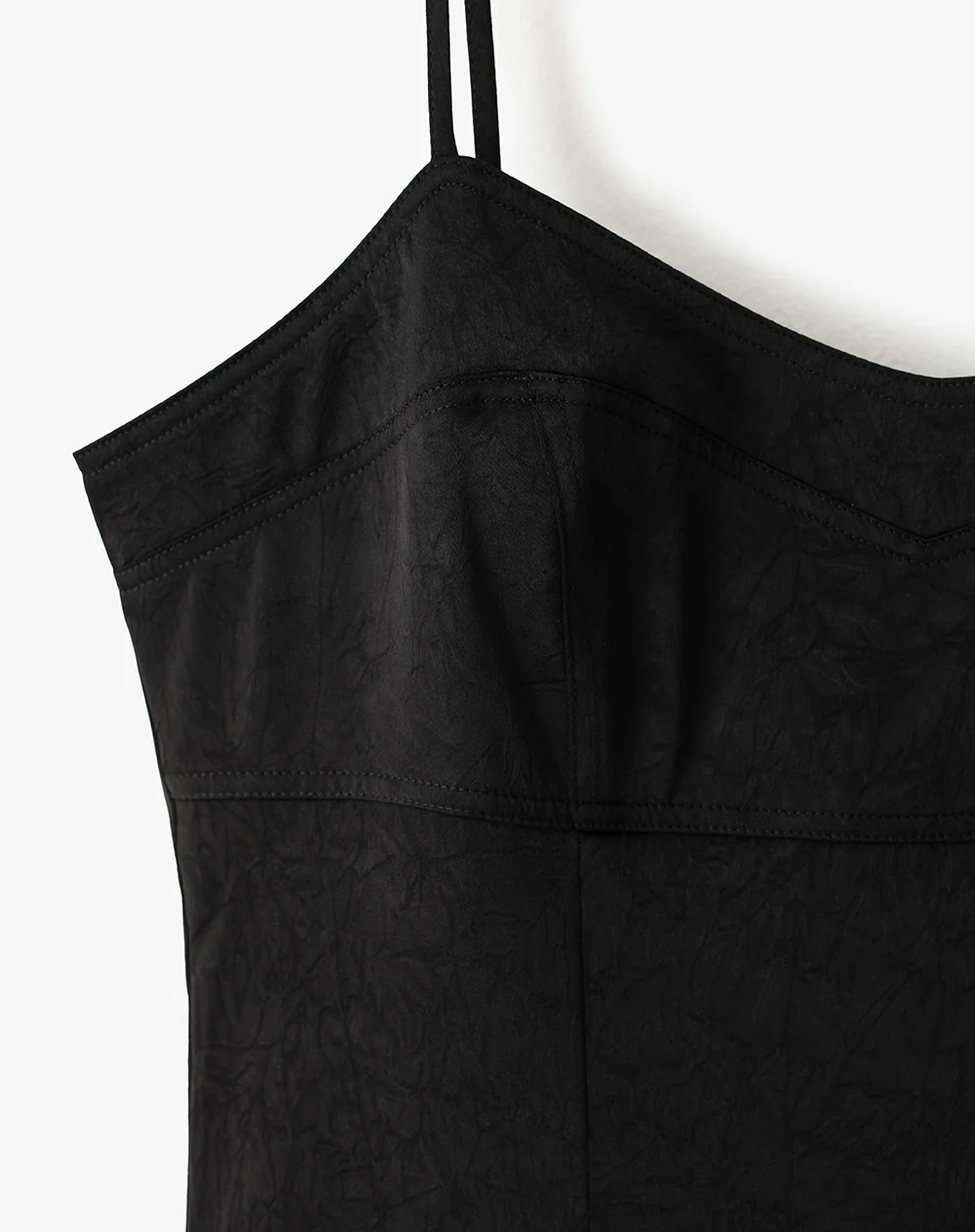 Vestido midi satinado negro mujer - Image 6