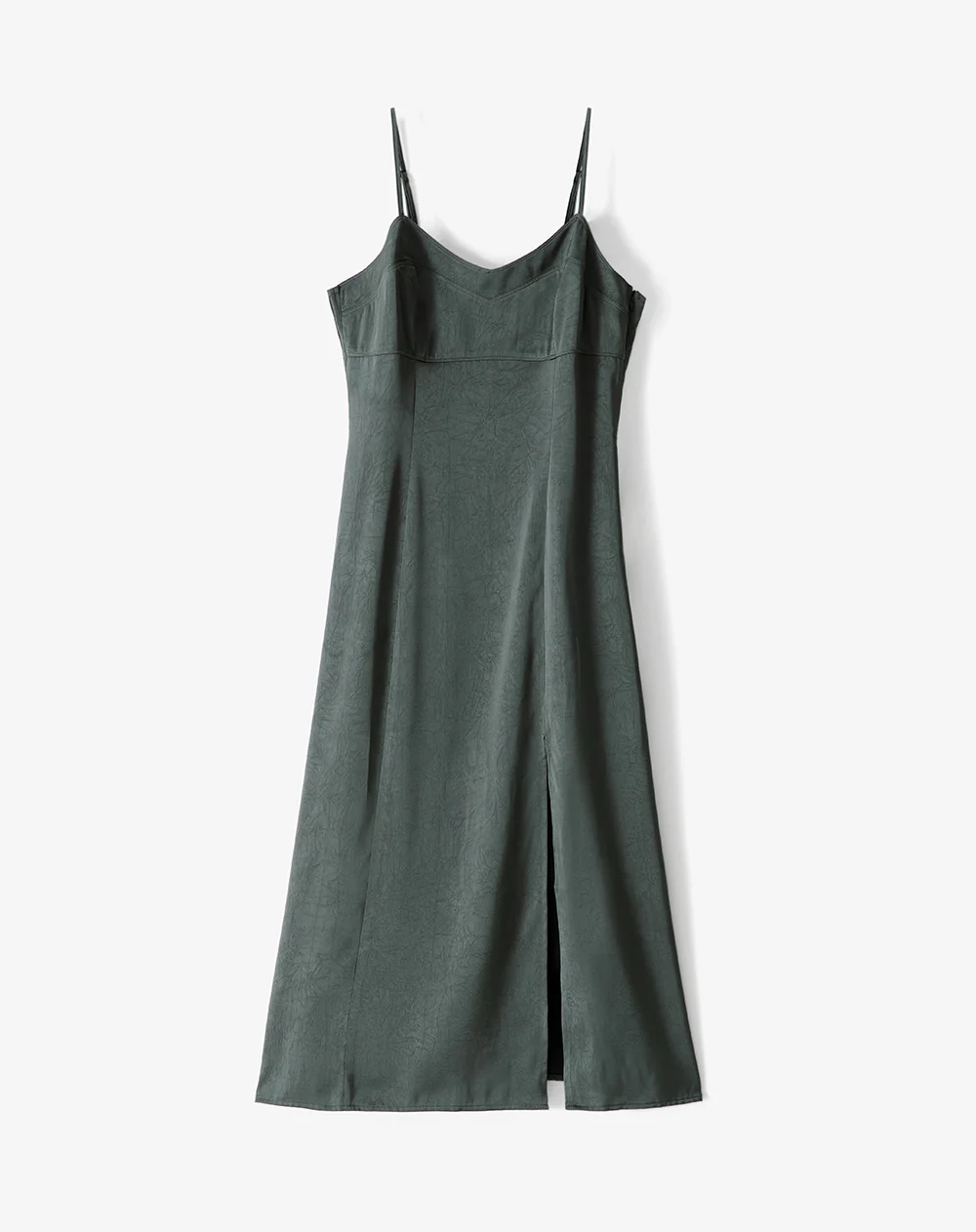 Vestido midi satinado verde mujer - Image 5