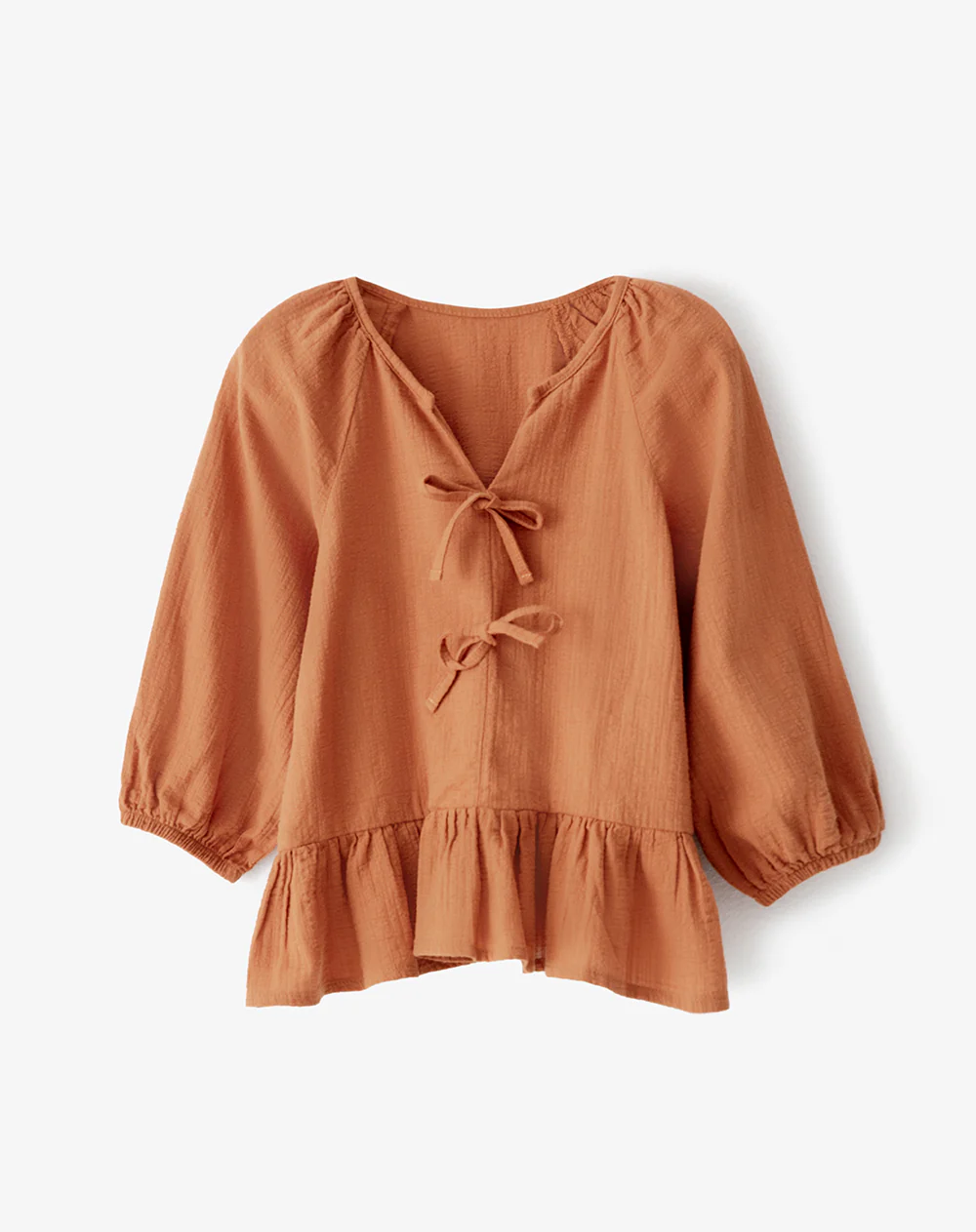 Blusa regular anudada algodón caramelo niña - Image 5