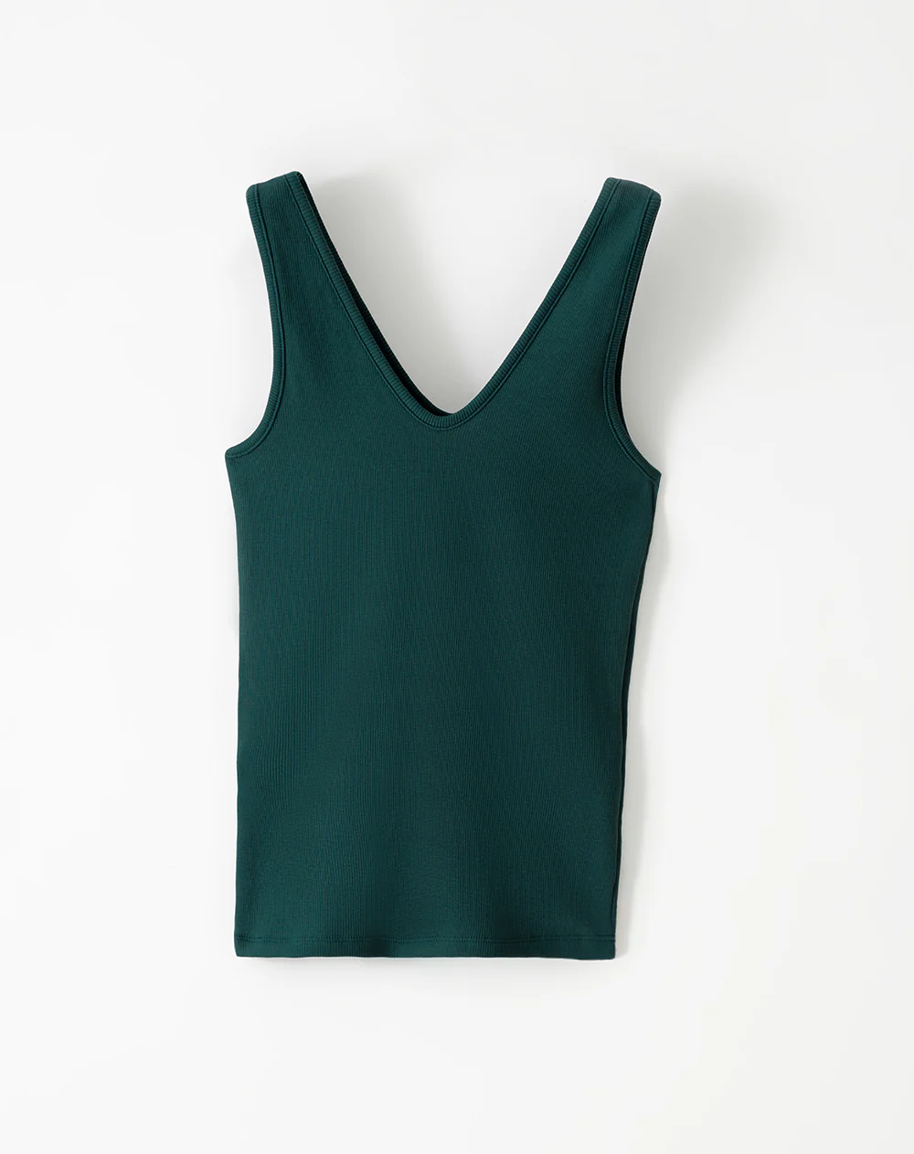 Camiseta manga sisa slim rib algodón verde mujer - Image 5