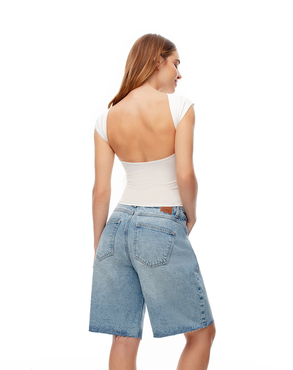 Bermuda regular tiro medio denim índigo medio mujer - Image 3