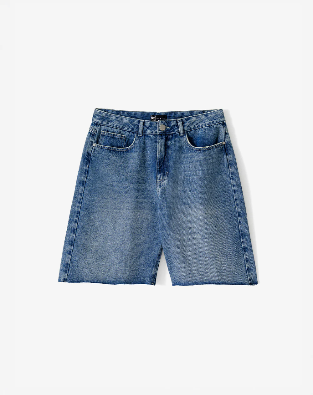Bermuda regular tiro medio denim índigo medio mujer